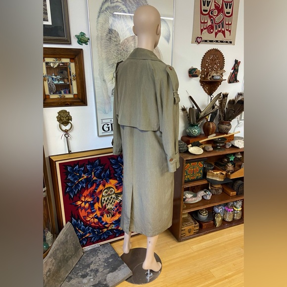 Vintage Grey-Green Shimmery Trench Coat - Picture 9 of 13